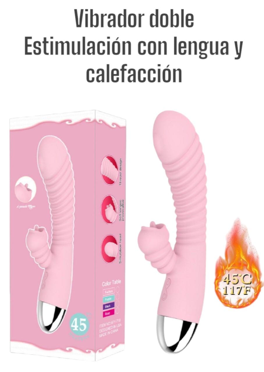 Vibrador Doble Estimulacion Con Lengua Y Calefaccion Pink